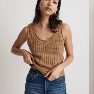 Madewell Textured Stitch Sweater Tank Dark Khaki Size XS Cotton Blend Ribbed